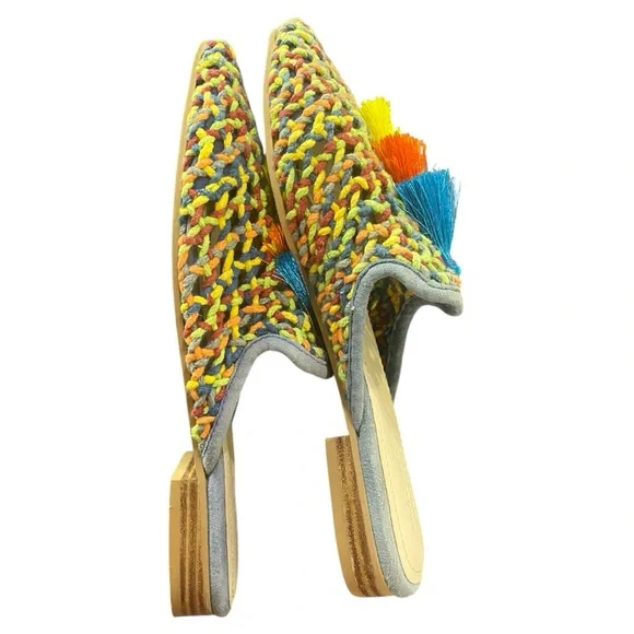 Rag & Co [MELANIE] Multi Colored Tassel Woven Flat Mule - Picture 3 of 5